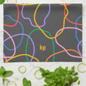 Farbiges Abstraktes Wavy Lines Muster Geschirrtuch (Gefaltet)