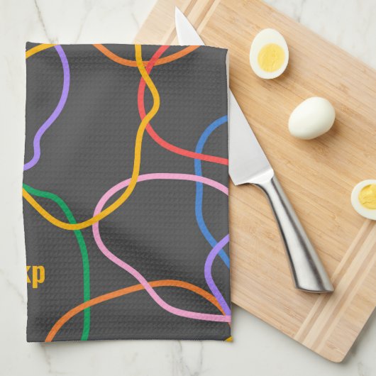 Farbiges Abstraktes Wavy Lines Muster Geschirrtuch (Viertel Falte)