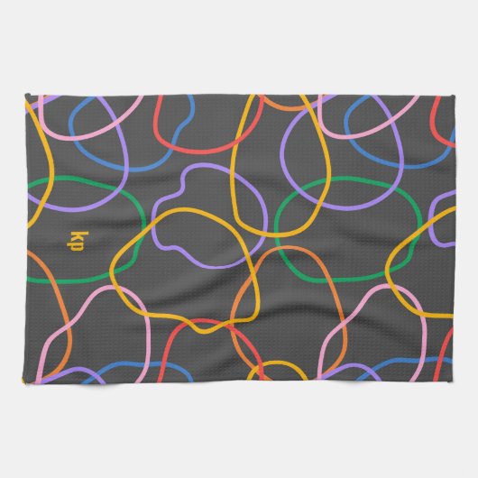 Farbiges Abstraktes Wavy Lines Muster Geschirrtuch (Horizontal)