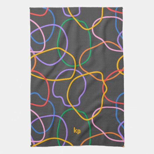 Farbiges Abstraktes Wavy Lines Muster Geschirrtuch (Vertikal)