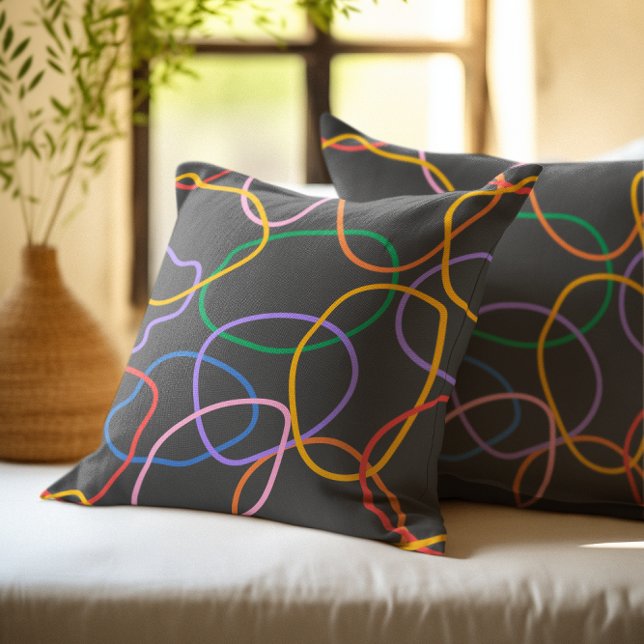 Farbiges Abstraktes Wavy Lines Muster Kissen (Von Creator hochgeladen)