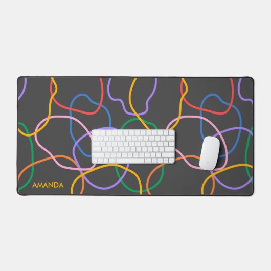 Farbiges Abstraktes Wavy Lines Muster Schreibtischunterlage (Tastatur & Maus)