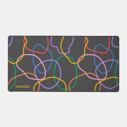 Farbiges Abstraktes Wavy Lines Muster Schreibtischunterlage (Vorderseite)