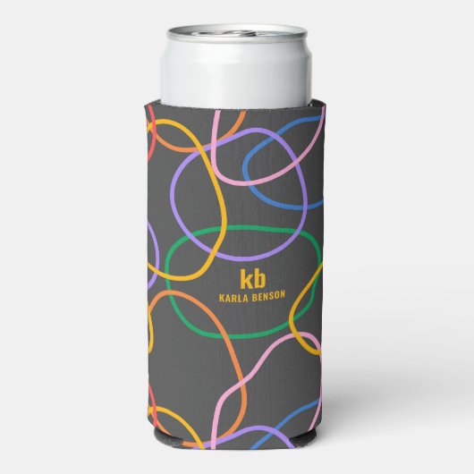 Farbiges Abstraktes Wavy Lines Muster Selters Dosenkühler (Seltzer Rückseite)