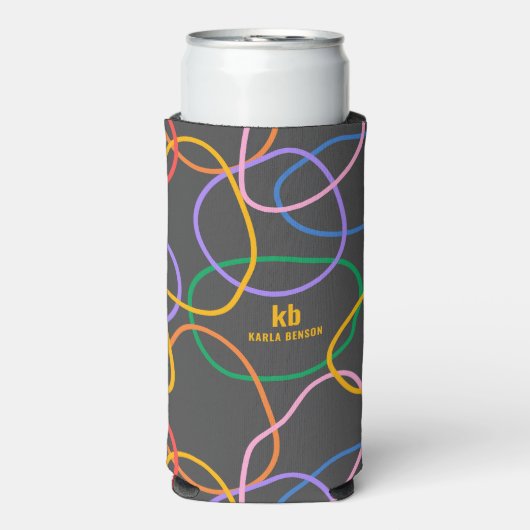 Farbiges Abstraktes Wavy Lines Muster Selters Dosenkühler (Seltzer Vorderseite)