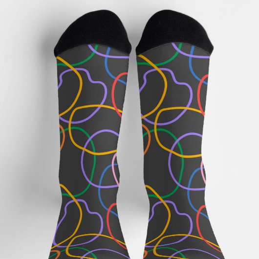 Farbiges Abstraktes Wavy Lines Muster Socken (Oben)