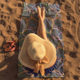 Farbiges Abstraktes Wavy Lines Muster Strandtuch