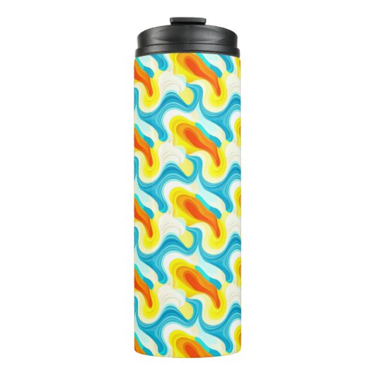 Farbiges Abstraktes Wellenmuster Thermosbecher (Vorderseite)