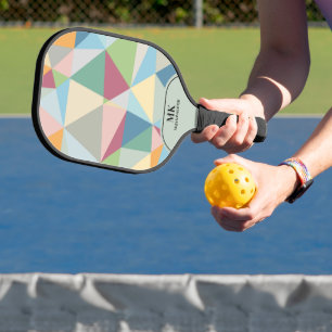 Farbiges achteckiges geometrisches Hintergrundmono Pickleball Schläger