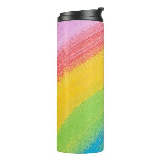 Farbiges Acrylic Wasserfarbenragenbogen-Muster | Thermosbecher (Nach links gedreht)