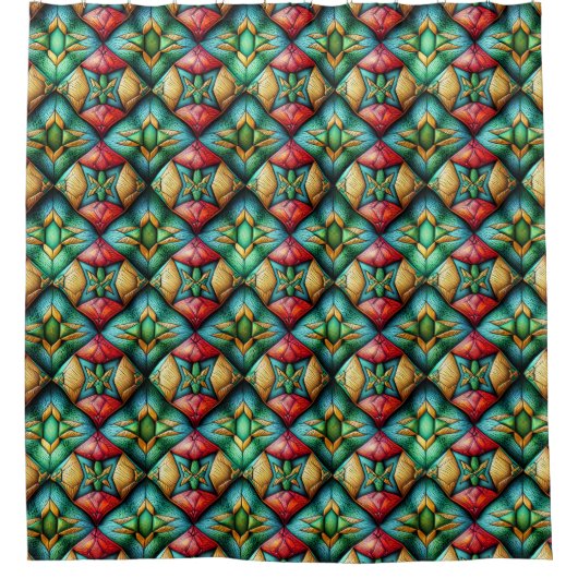 Farbiges afrikanisch Inspiriertes geometrisches Mo Duschvorhang (Vorderseite)