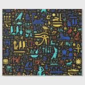 Farbiges ägyptisches Hieroglyphisches Muster Geschenkpapier (Flach)