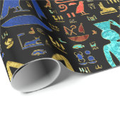 Farbiges ägyptisches Hieroglyphisches Muster Geschenkpapier (Rolleneckpunkt)