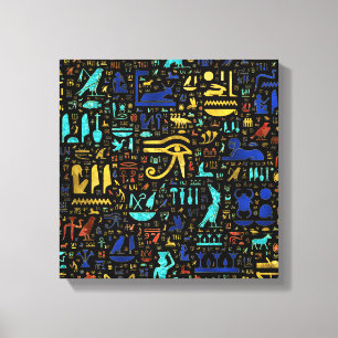 Farbiges ägyptisches Hieroglyphisches Muster Leinwanddruck