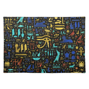 Farbiges ägyptisches Hieroglyphisches Muster Stofftischset