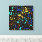 Farbiges ägyptisches Hieroglyphmuster Leinwanddruck (Insitu (Holzboden))