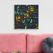 Farbiges ägyptisches Hieroglyphmuster Leinwanddruck (Insitu (Wohnzimmer))
