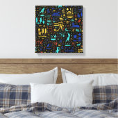 Farbiges ägyptisches Hieroglyphmuster Leinwanddruck (Insitu (Schlafzimmer))