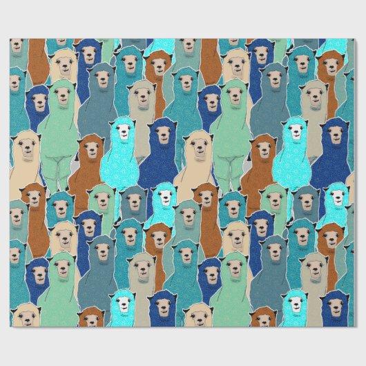 Farbiges Alpacas Wrapping Paper Geschenkpapier (Flach)