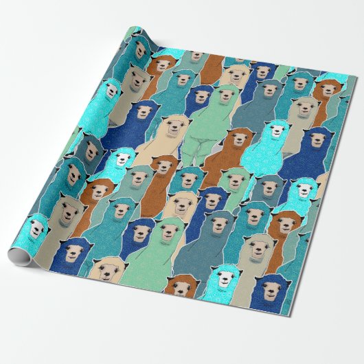 Farbiges Alpacas Wrapping Paper Geschenkpapier (Ungerollt)