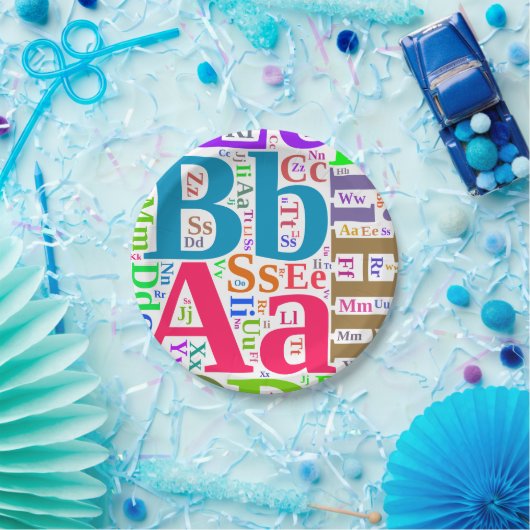 Farbiges Alphabet Pappteller (Party)