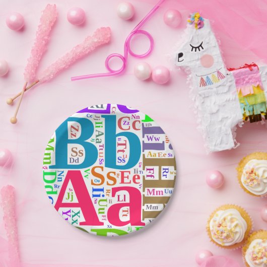 Farbiges Alphabet Pappteller (Party)