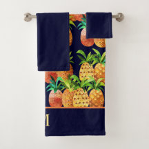 Farbiges Ananas-Muster auf Navy Blue