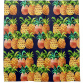 Farbiges Ananas-Muster auf Navy Blue Duschvorhang (Vorderseite)
