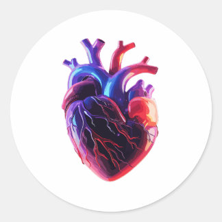 Farbiges anatomisches Herz Runder Aufkleber