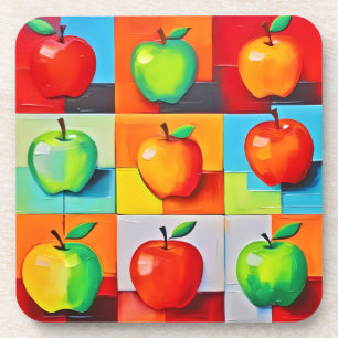 Farbiges Apple Grid Getränkeuntersetzer