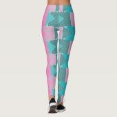 Farbiges Aquamarines und rosa Pfeifenmuster Leggings (Rückseite)