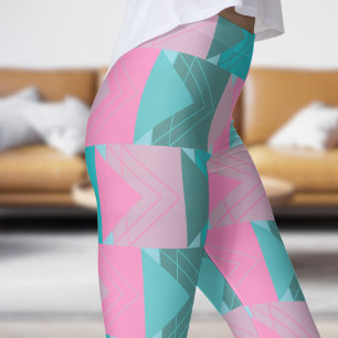 Farbiges Aquamarines und rosa Pfeifenmuster Leggings
