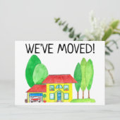 Farbiges Aquarellhaus Neue Adresskarte Ankündigung (Stehend Vorderseite)