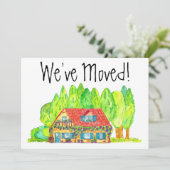 Farbiges Aquarellhaus Neue Adresskarte Ankündigung (Stehend Vorderseite)