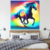 Farbiges Aquarellpferd Leinwanddruck (Insitu (Schlafzimmer))
