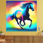 Farbiges Aquarellpferd Leinwanddruck (Insitu (Wohnzimmer))