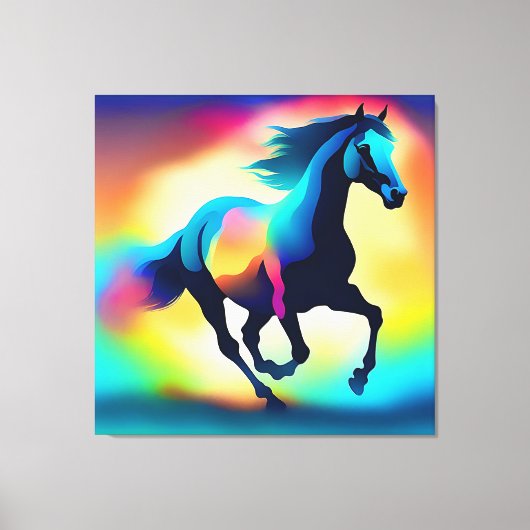 Farbiges Aquarellpferd Leinwanddruck (Vorderseite)