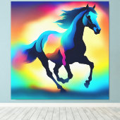 Farbiges Aquarellpferd Leinwanddruck (Insitu (Holzboden))