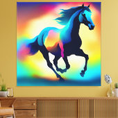 Farbiges Aquarellpferd Leinwanddruck (Insitu (Wohnzimmer))