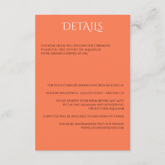 Farbiges Aquarium Begleitkarte (Vorderseite)