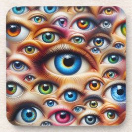Farbiges Augen Hartplastik-Kork-Rückseite-Unterset Getränkeuntersetzer
