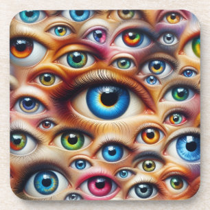 Farbiges Augen Hartplastik-Kork-Rückseite-Unterset Getränkeuntersetzer