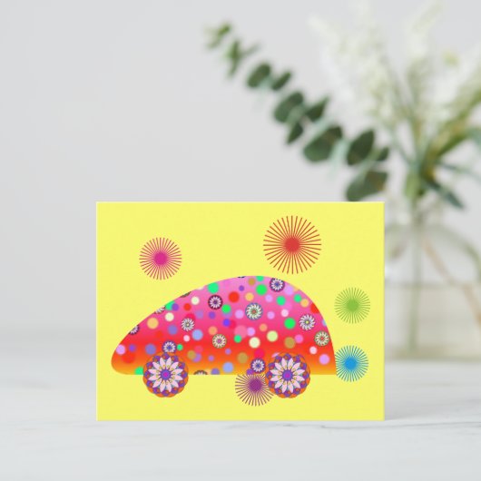 Farbiges Auto A1a Postkarte (Stehend Vorderseite)