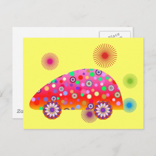 Farbiges Auto A1a Postkarte (Vorne/Hinten)