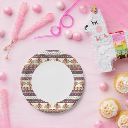 Farbiges Aztec-Muster Pappteller (Party)