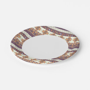 Farbiges Aztec-Muster Pappteller