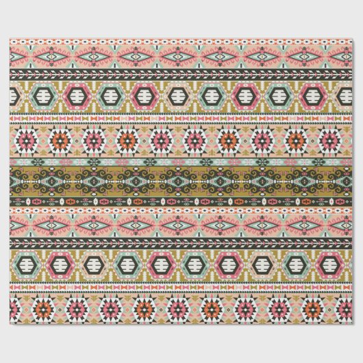 Farbiges Aztekenmuster Boho Geometric Geschenkpapier (Flach)