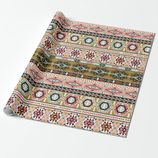 Farbiges Aztekenmuster Boho Geometric Geschenkpapier (Ungerollt)