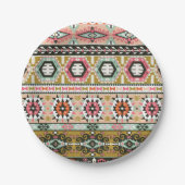 Farbiges Aztekenmuster Boho Geometric Pappteller (Vorderseite)