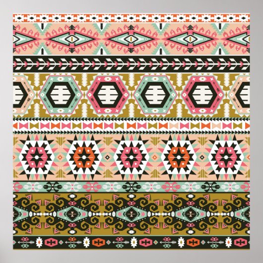 Farbiges Aztekenmuster Boho Geometric Poster (Vorne)